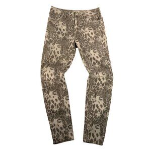 Mos Mosh Animal Print cropped slim fit pants mottled Brown‎ boho sz M